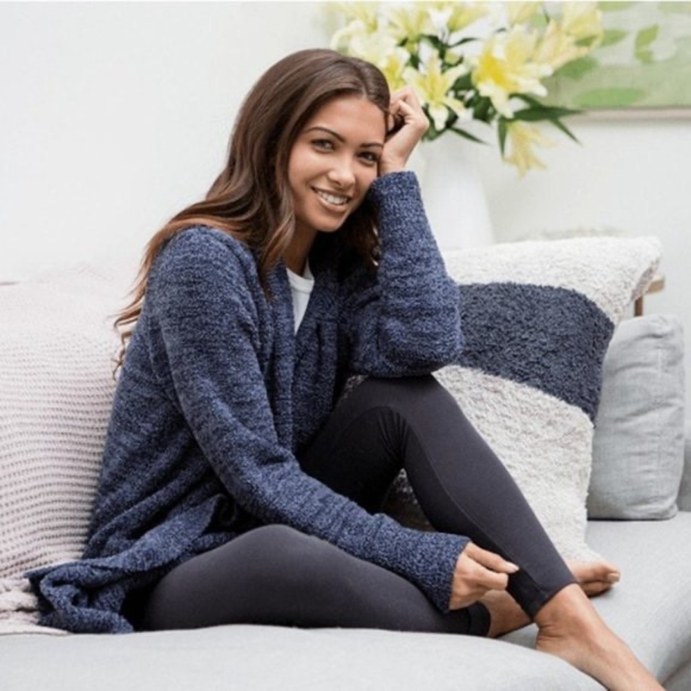 Barefoot dreams Resort hooded dark navy blue cardigan